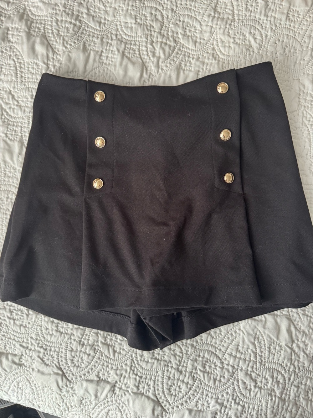H&M Black Women's Skort with Sailor Button Detail